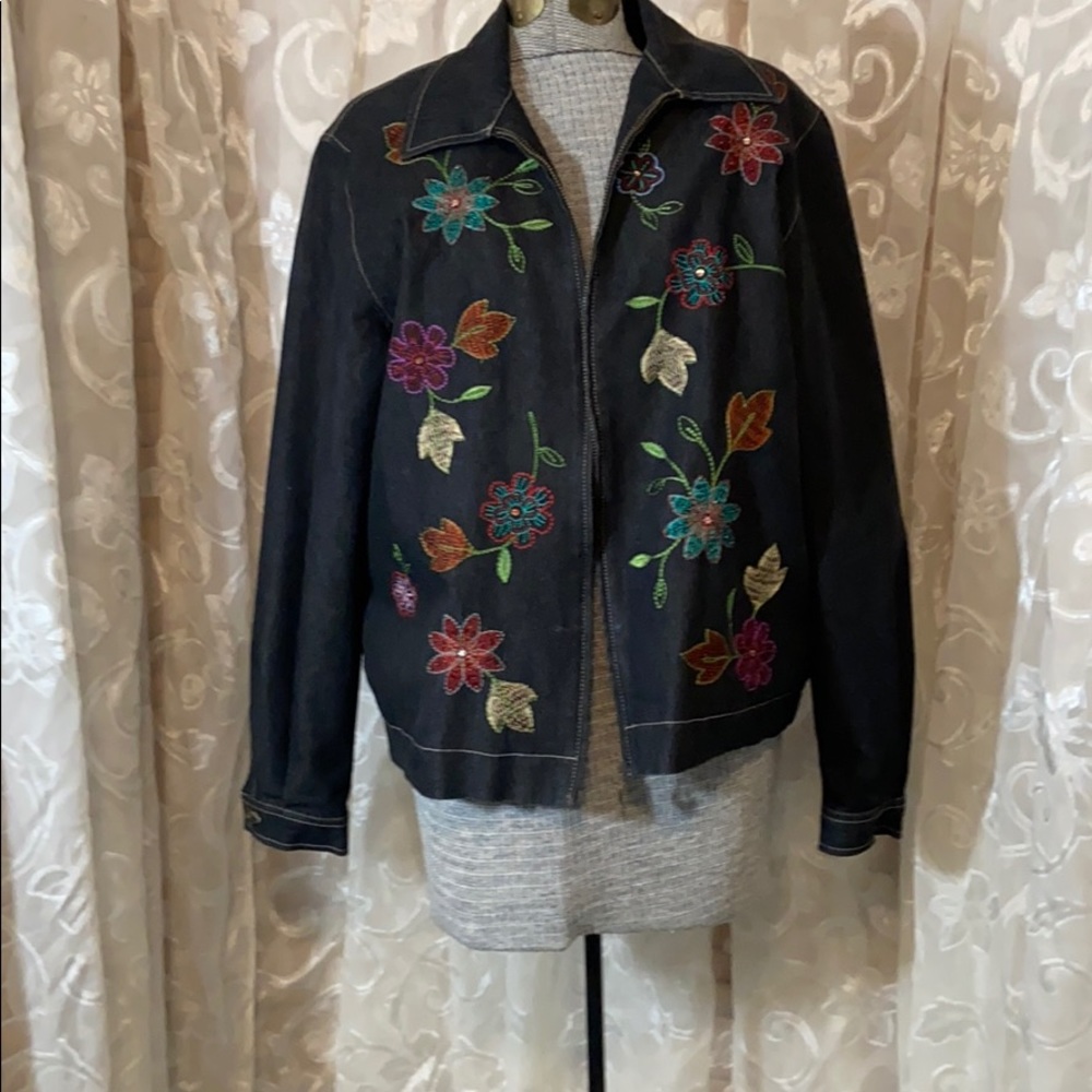 Alfred Dunner embroider/sequin Jean jacket SZ:12
